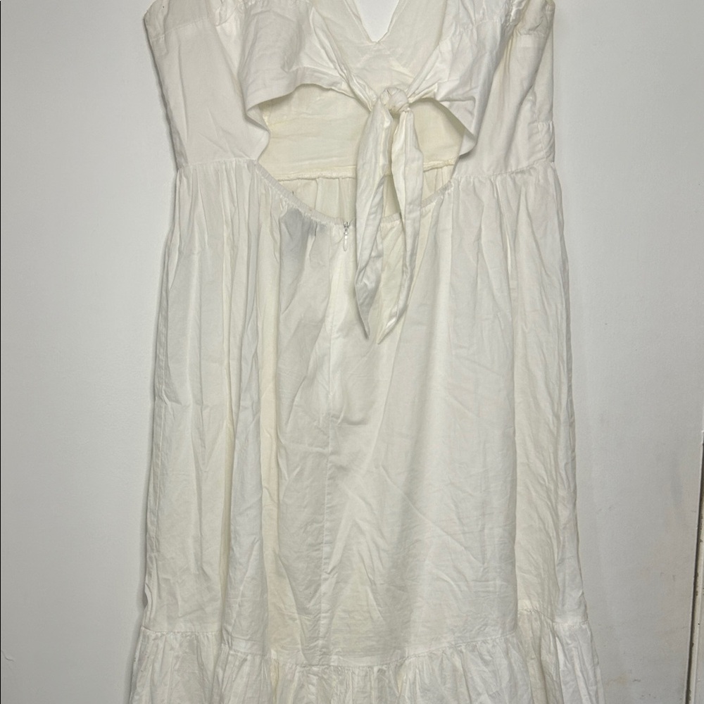 Aqua White Ruffled Tie Back Maxi Dress - Picture 9 of 14